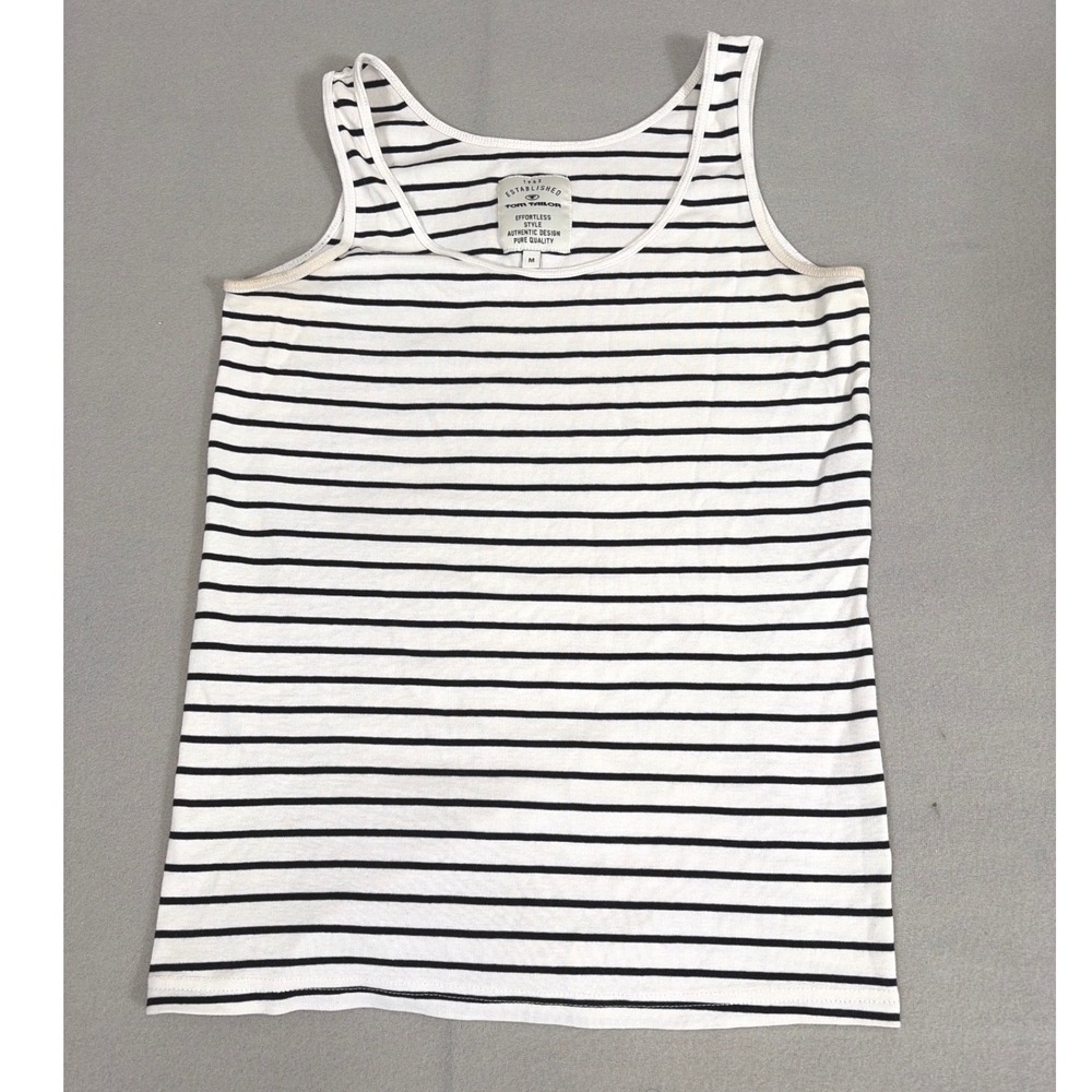 Tom Tailor Womens Striped Sleeveless Tank Top Navy White Size‎ M
